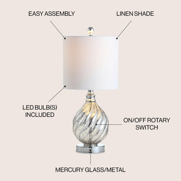 Lawrence 20.5" Glass/Metal LED Table Lamp - JONATHAN Y